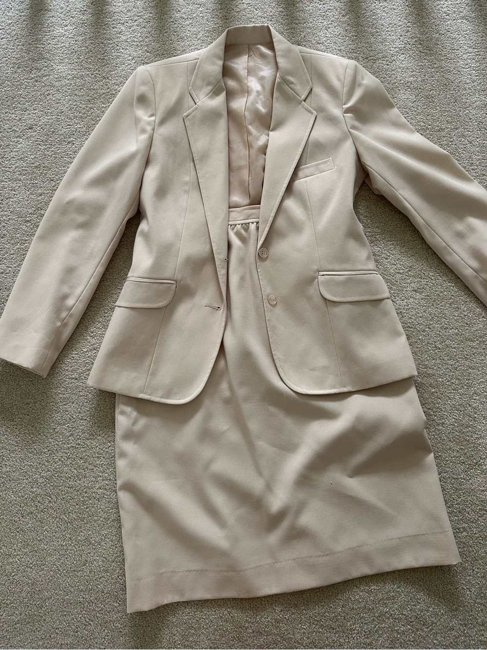 Tailored Cream Women's Blazer and Skirt Set
